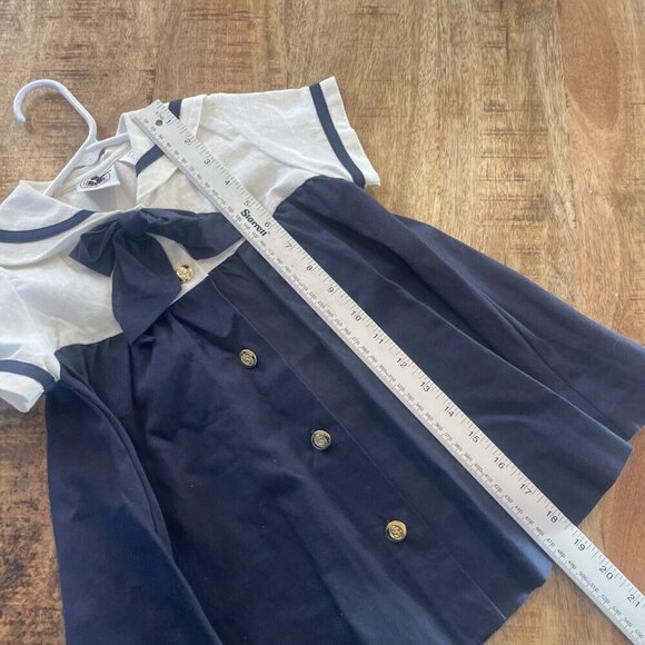 Vintage 80s Goodlad Nautical Sailor Dress White Navy Girls 18M 1980s Good Lad - Picture 6 of 8